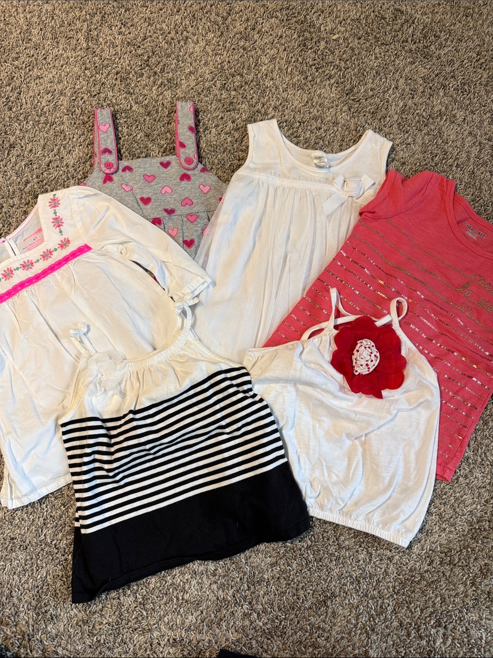 Cherokee Girls Pink, White & Gray Mixed Tank & Top Set